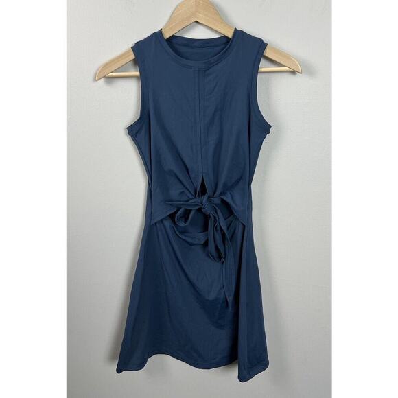HALARA Dresses & Skirts - Halara Everyday One-Piece Yoga Mini Dress Cutout Tie Knot Size XS Blue Women’s